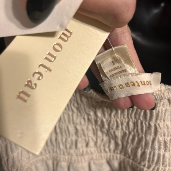 NWT linen blend Monteau cream midi dress - Picture 6 of 7